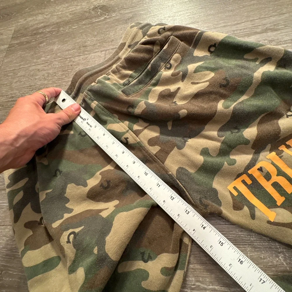 True Religion Joggers Adult 30 Camo Green Cotton Blend Logo Graphic 30x26 Lounge